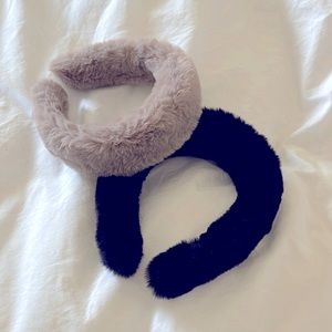 Pair of super soft faux fur headbands